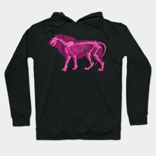 Pop Tribal Patterned African Pink Lion Outline with Skeleton Hoodie